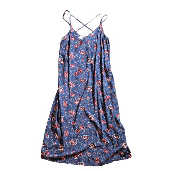 GAP Floral Spaghetti Strap Criss-Cross Racerback Dress in Red, White, and Blue - Picture 1 of 7